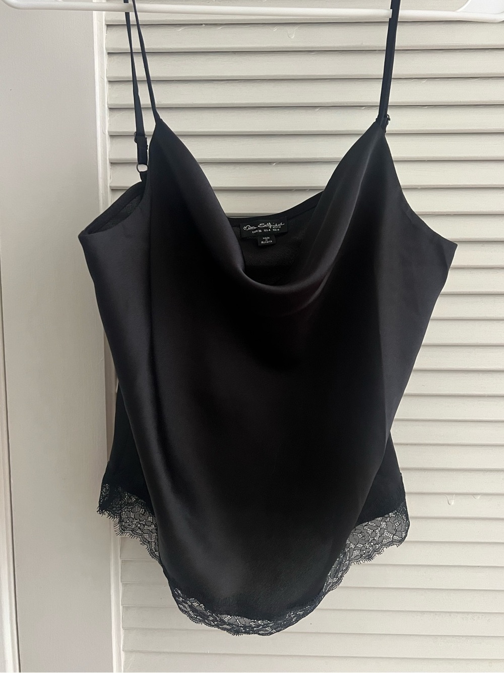 Miss Selfridge Satin Cowl Neck Cami with Lace Trim